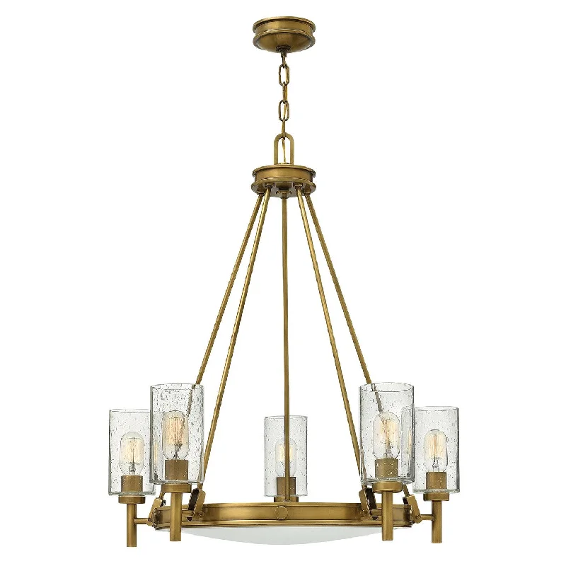 Modern track lighting with LED bulbsCollier 5L Chandelier - Heritage Brass Finish
