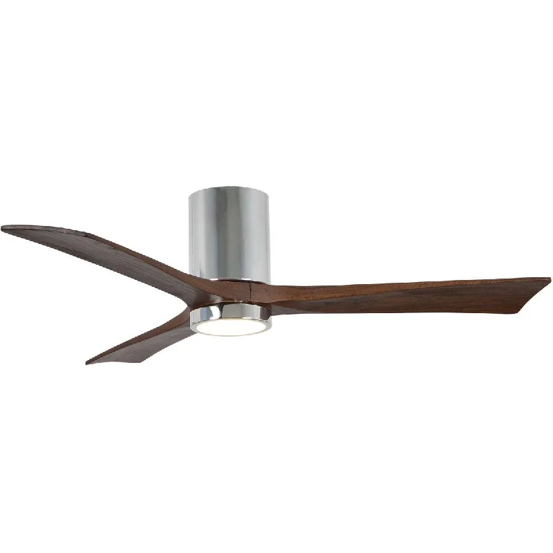 Corrosion - Resistant Industrial Lighting for Coastal FactoriesIrene 3-Blade 52 Inch LED Hugger Ceiling Fan with Remote, Polished Chrome with Walnut Blades