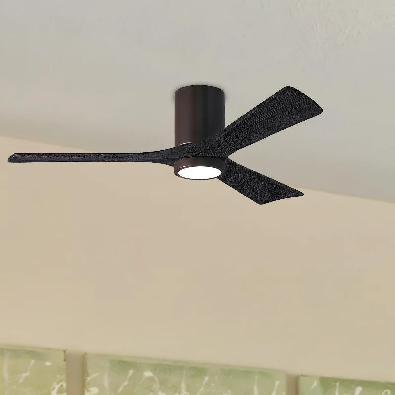 Industrial Lighting for Printing Press FacilitiesIrene 3-Blade 52 Inch LED Hugger Ceiling Fan with Remote, Textured Bronze with Matte Black Blades