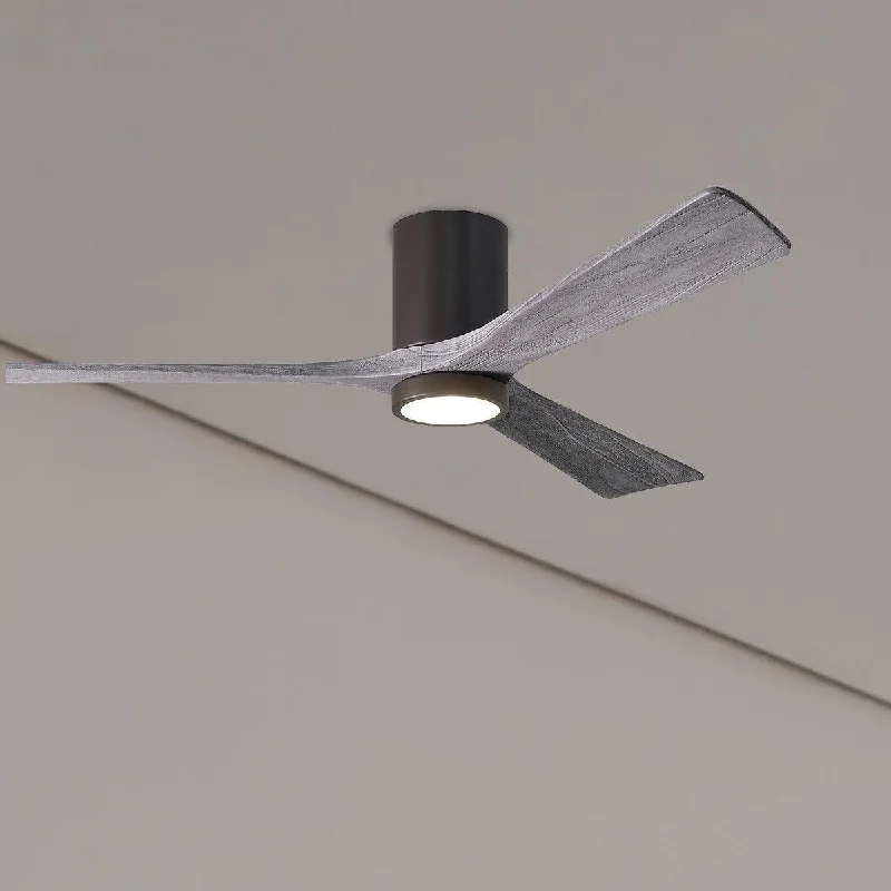 Durable Industrial Lighting for Harsh EnvironmentsIrene 3-Blade 60 Inch LED Hugger Ceiling Fan with Remote, Textured Bronze with Barnwood Blades