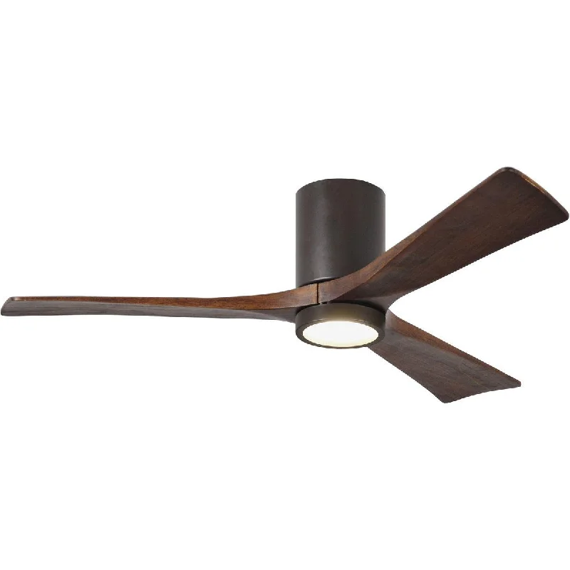 Durable Industrial Lighting for Harsh EnvironmentsIrene 3-Blade 52 Inch LED Hugger Ceiling Fan with Remote, Textured Bronze with Walnut Blades