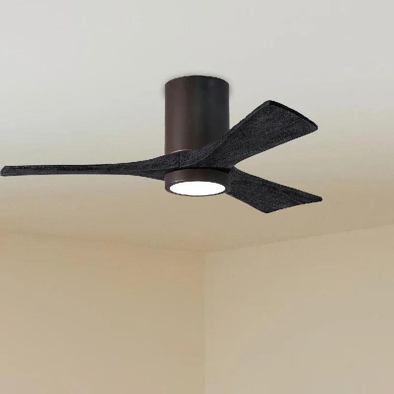 Durable Industrial Lighting for Harsh EnvironmentsIrene 3-Blade 42 Inch LED Hugger Ceiling Fan with Remote, Textured Bronze with Matte Black Blades