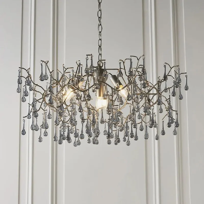 Commercial - grade track lighting for storesAthena 4Lt Centre Ceiling Light Angular Frame -  Aged Silver & Smokey Grey Finish