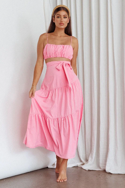 Bondi Gathered Crop Top Pink