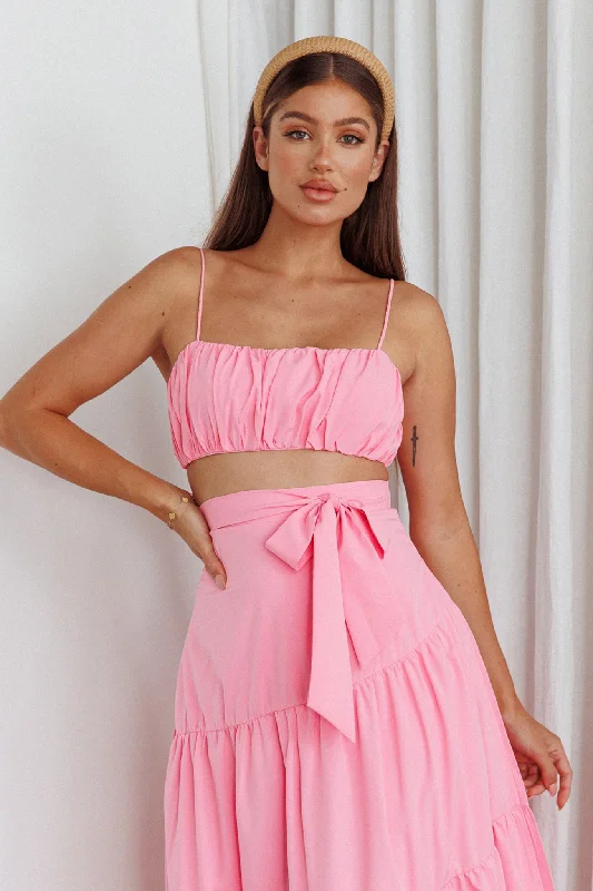 Bondi Gathered Crop Top Pink