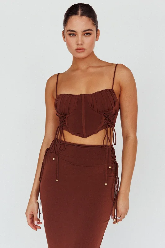 Graziella Corset Crop Top Chocolate