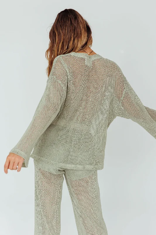 Mahina Long Sleeve Net Top Sage