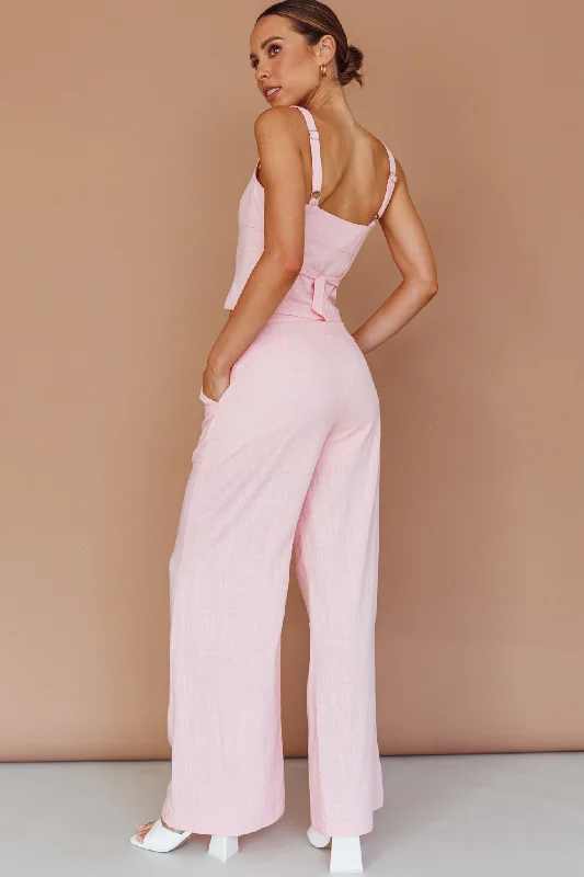 Play It Cool Wide Leg Pants Pink