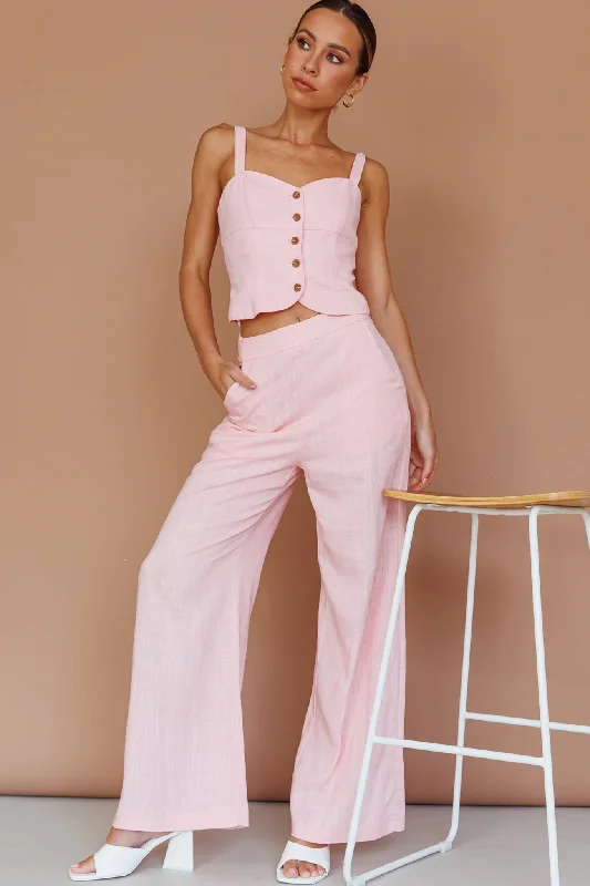 Play It Cool Wide Leg Pants Pink