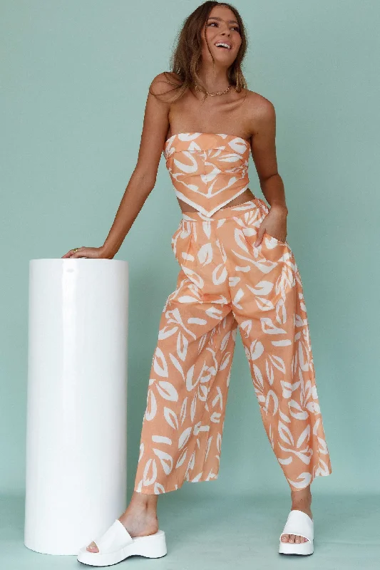 Randi Wide Leg Pants Leaf Print Mango