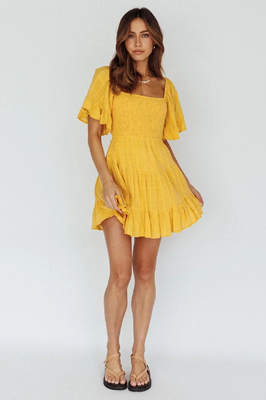 Sigourney Shirred Bust Dress Yellow