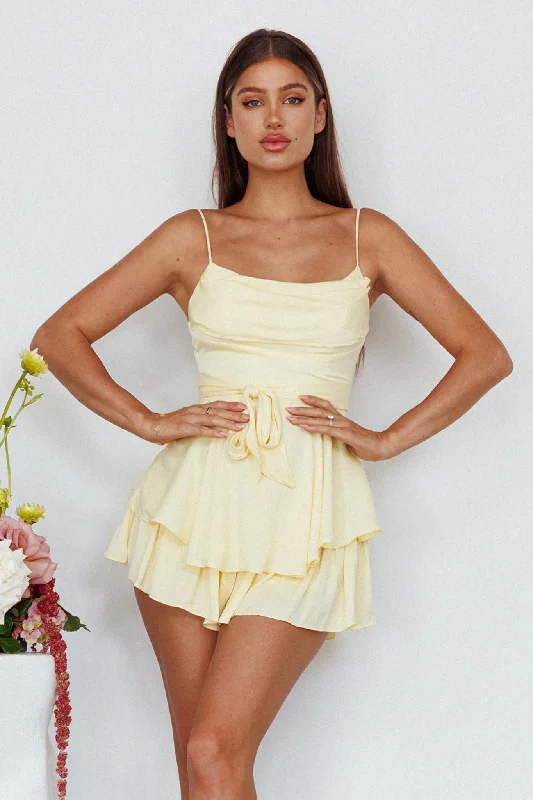 Well Versed Cowl Neck Flounce Romper Soft Yellow