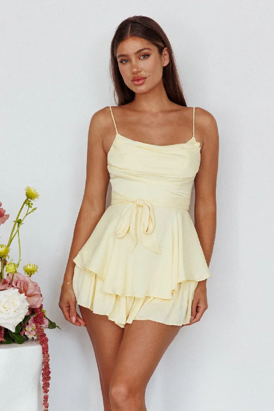 Well Versed Cowl Neck Flounce Romper Soft Yellow