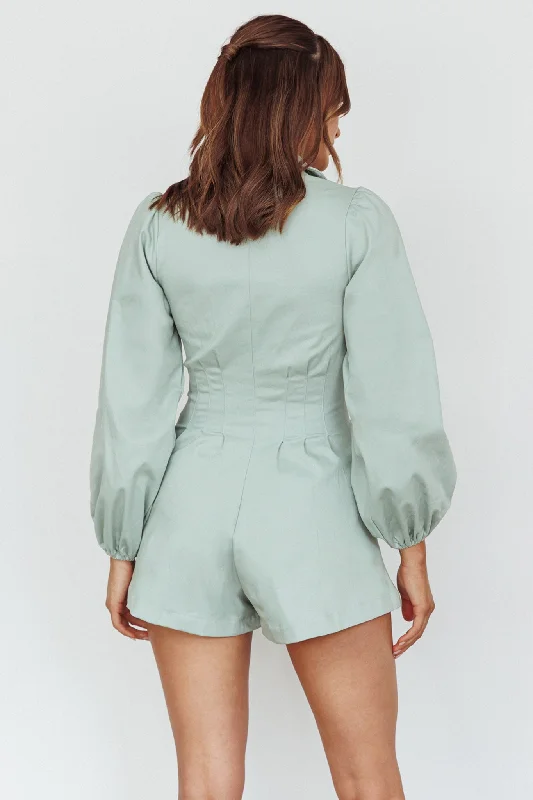 Zurich Pleated Waist Romper Sage