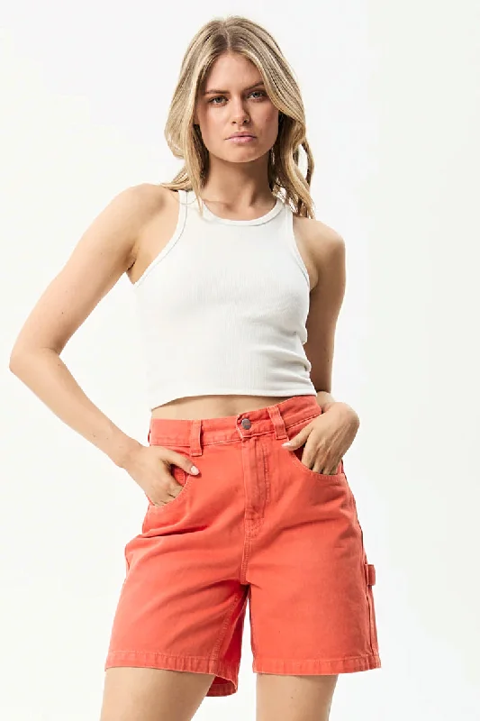 AFENDS Womens Papaya Emilie - Hemp Carpenter Shorts - Faded Orange