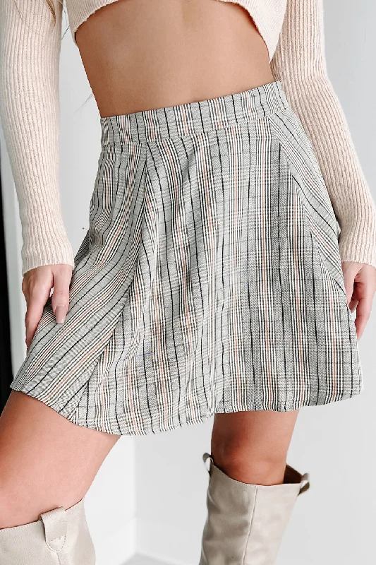 Ask The Question Plaid Mini Skirt (Pale Olive)