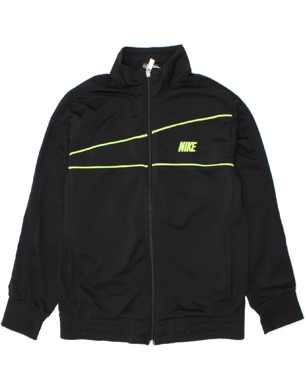 NIKE Boys Tracksuit Top Jacket 10-11 Years Medium  Black Polyester