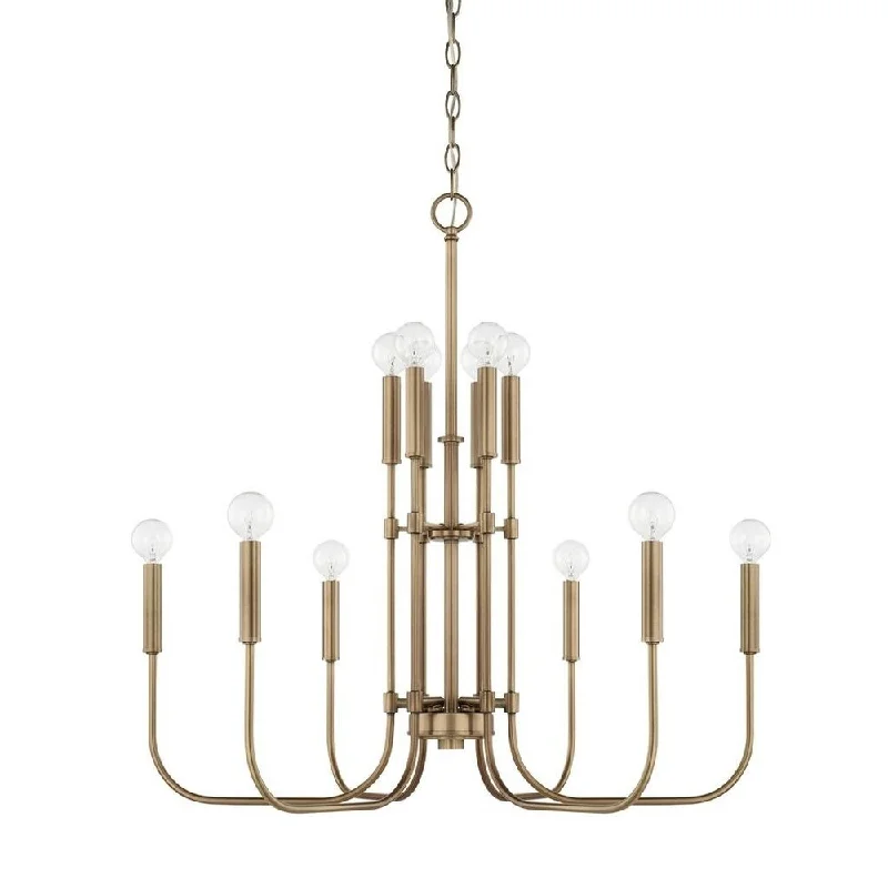 Large Chandeliers for Grand Halls and FoyersLarge Chandeliers for Grand Halls and FoyersZander 12-light Aged Brass Chandelier - Aged Brass