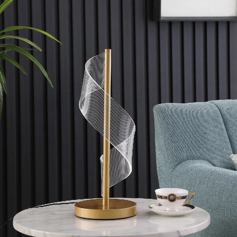metal table lamps with a matte black finish for a sleek appearancemetal table lamps with a matte black finish for a sleek appearance18.75 In. Dinamo Modern Wave Acrylic Gold Table Lamp