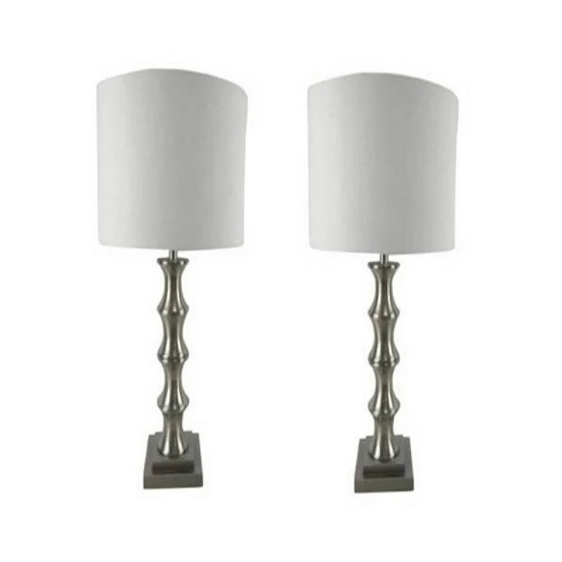 metal table lamps with a matte black finish for a sleek appearancemetal table lamps with a matte black finish for a sleek appearanceFangio Lighting's 1686-2pk 29 in Brushed Steel Metal Table Lamp with Decorator Shade