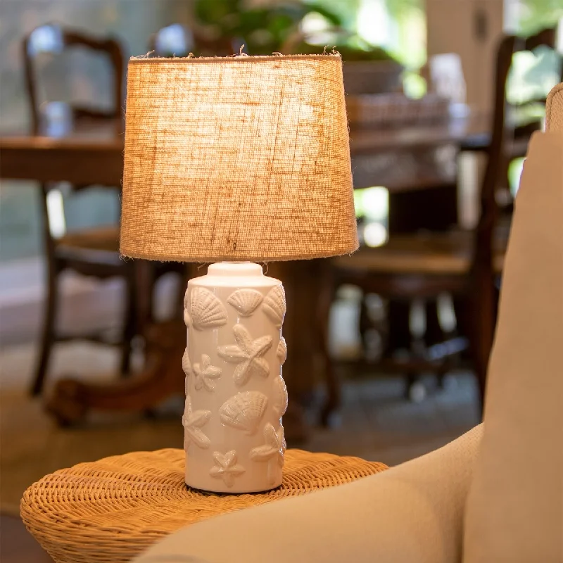 leather table lamps with a distressed texture for a rugged charmleather table lamps with a distressed texture for a rugged charmHigh Tide Seashell Ceramic Lamp