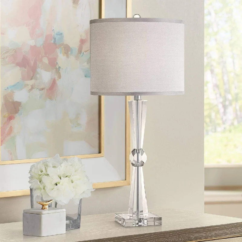 asian inspired table lamps with bamboo accents for a zen atmosphereasian inspired table lamps with bamboo accents for a zen atmosphereModern Art Deco Table Lamp 29" Tall Clear Faceted Crystal Tapered Column Slate Gray Drum Shade